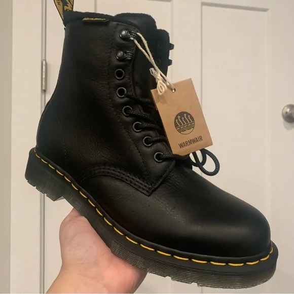 Black Dr. Martens 1460 Pascal Warmwair Leather Lace Up Boot - Picture 2 of 8